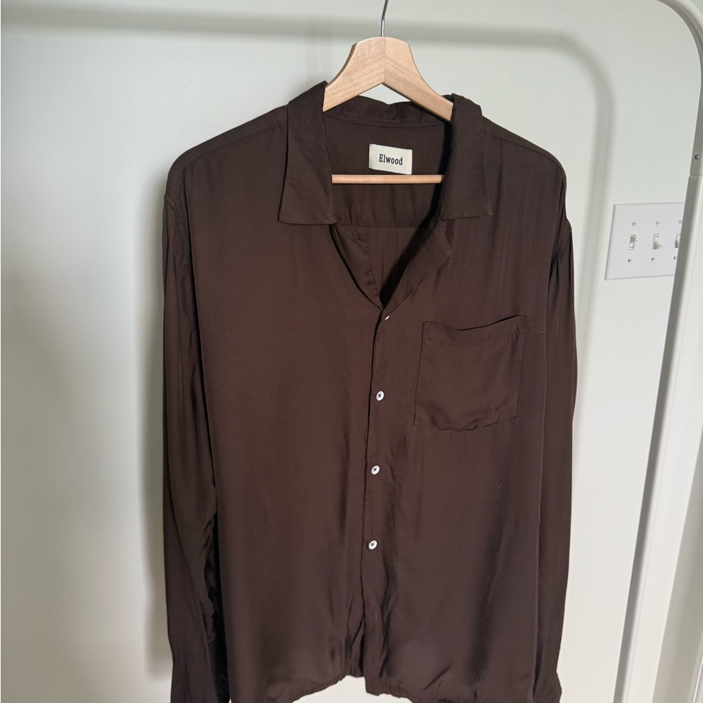 Men's Elwood Brown Satin Shirt